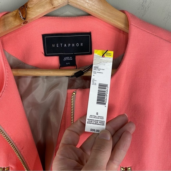 Metaphor: Missy Longline Zipper Pocket Winter Overcoat Jacket Salmon Pink‎ (NWT) - Picture 2 of 5
